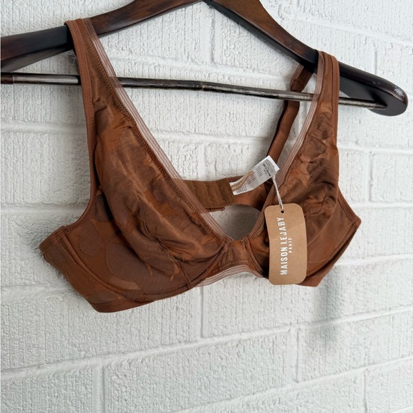 BNWT Maison Lejaby Paris Brown Ombrage M0015 - Cocoa Lace Bra 34D - Picture 2 of 10